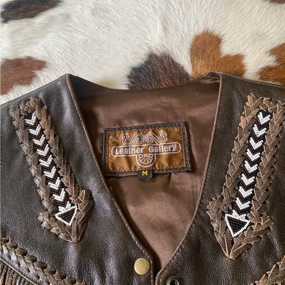 Western Fringe Leather Vest - Picture 3 of 5